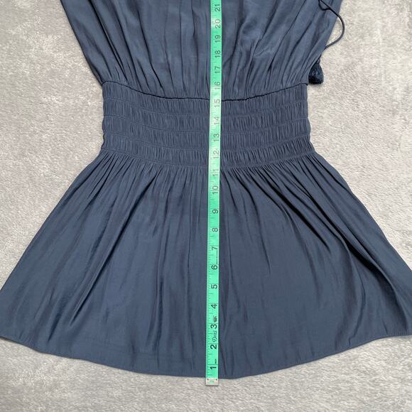 Ramy Brook Lane Dress Womens Extra Small Blue Silky Tassel Peasant Party Mini - Picture 10 of 11